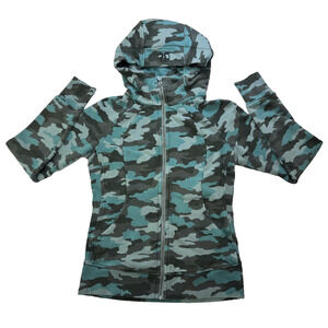 Lululemon Scuba Hoodie Tidewater Teal Camo Blue Green Heritage 365 Women Size 8